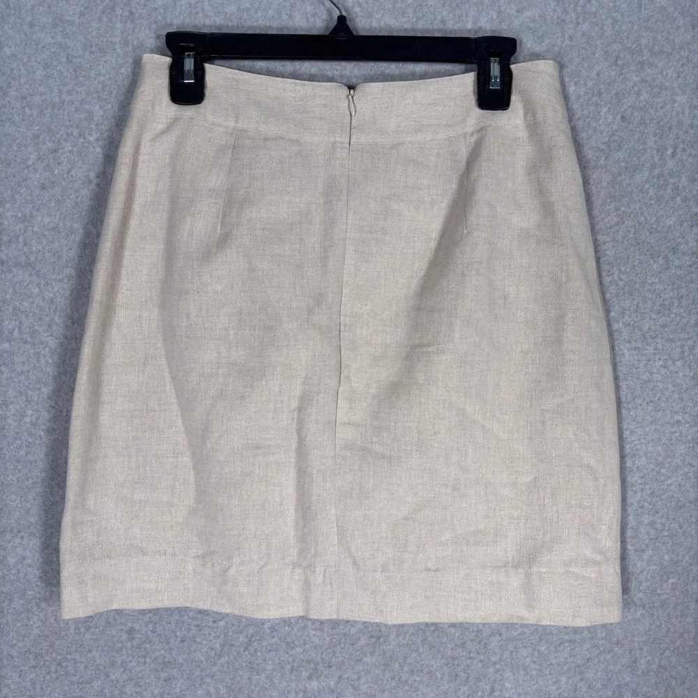 Anthropologie Yoana Baraschi Asymmetric Skirt 6 Tan Linen Wrap Drape Shimmer